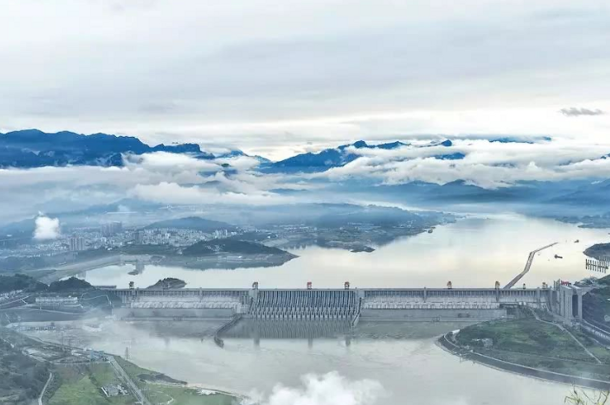 三峽大壩 王維洛 三峽大壩潰堤 洪水 上海 。( 圖片：中通社)