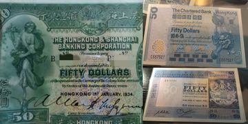 香港紙幣收藏2022, 50元, 藍精靈, 藍屋, 獅子踩波, 飛輪, 紙幣回收, HKBT, 香港財經時報