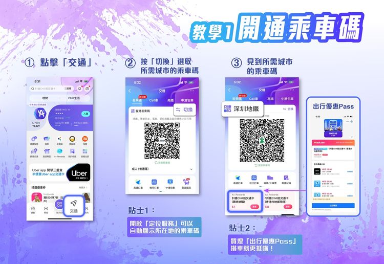 AlipayHK開通乘車碼流程圖