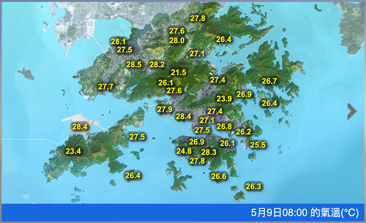 5月8日香港分區天氣