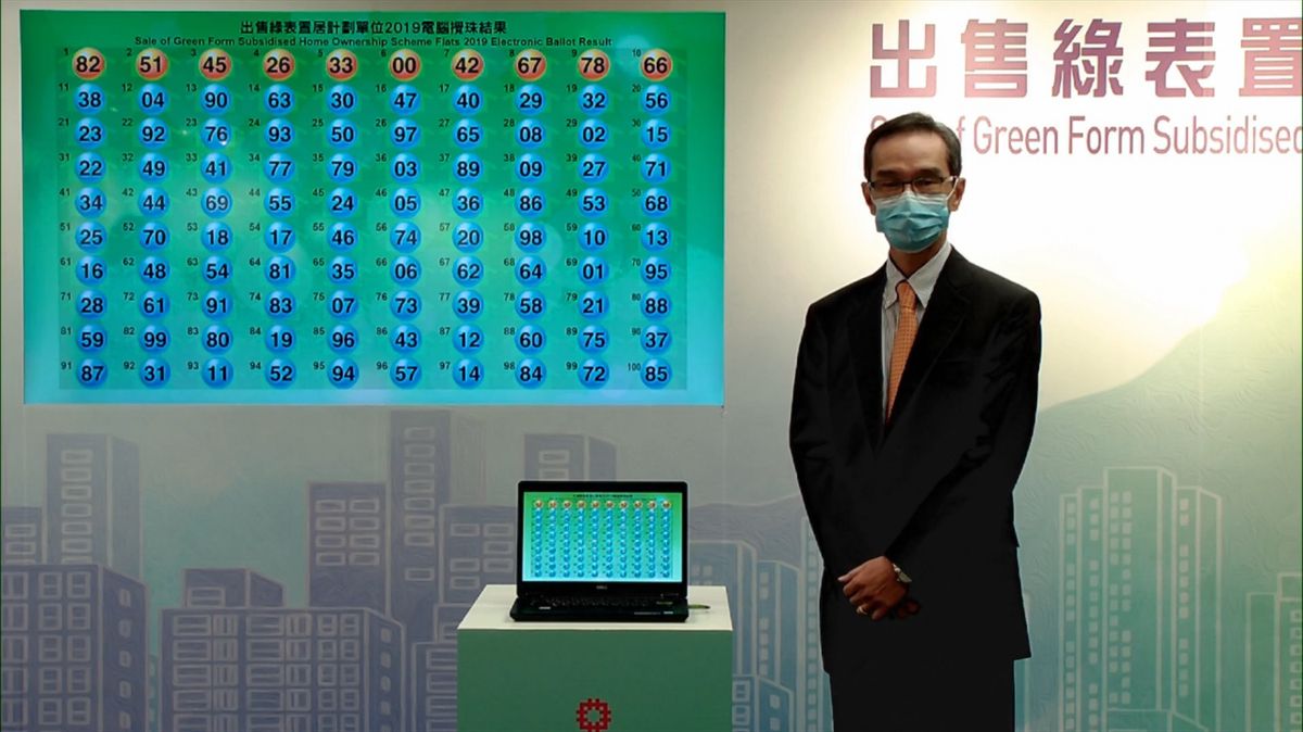 【綠置居攪珠結果】房委會今（4月6日）早透過Facebook直播攪珠儀式，決定「綠置居2019」申請者的先後次序及選樓次序，首10個號碼依次為：82、51、45、26、33、00、42、67、78、66。估計一般家庭申請者要抽中首6粒珠，才有機會揀樓。