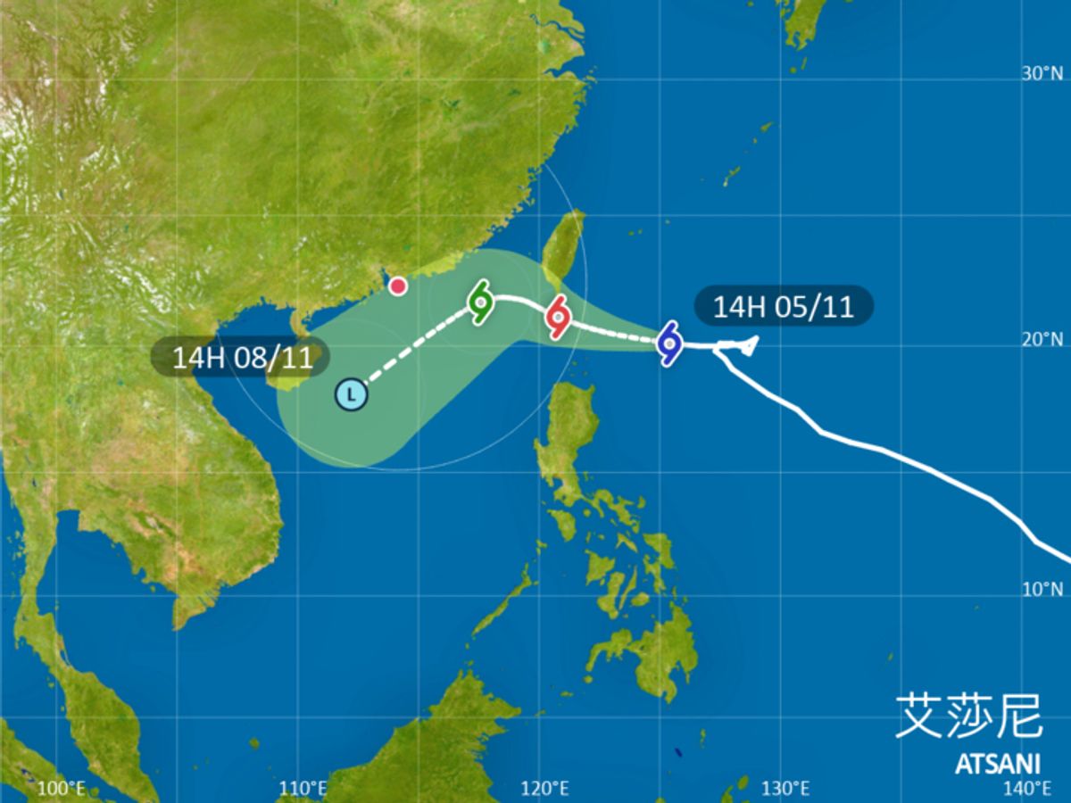 艾莎尼進入南海後｜料迅速減弱+環流細小｜天文台調弱周六風勢