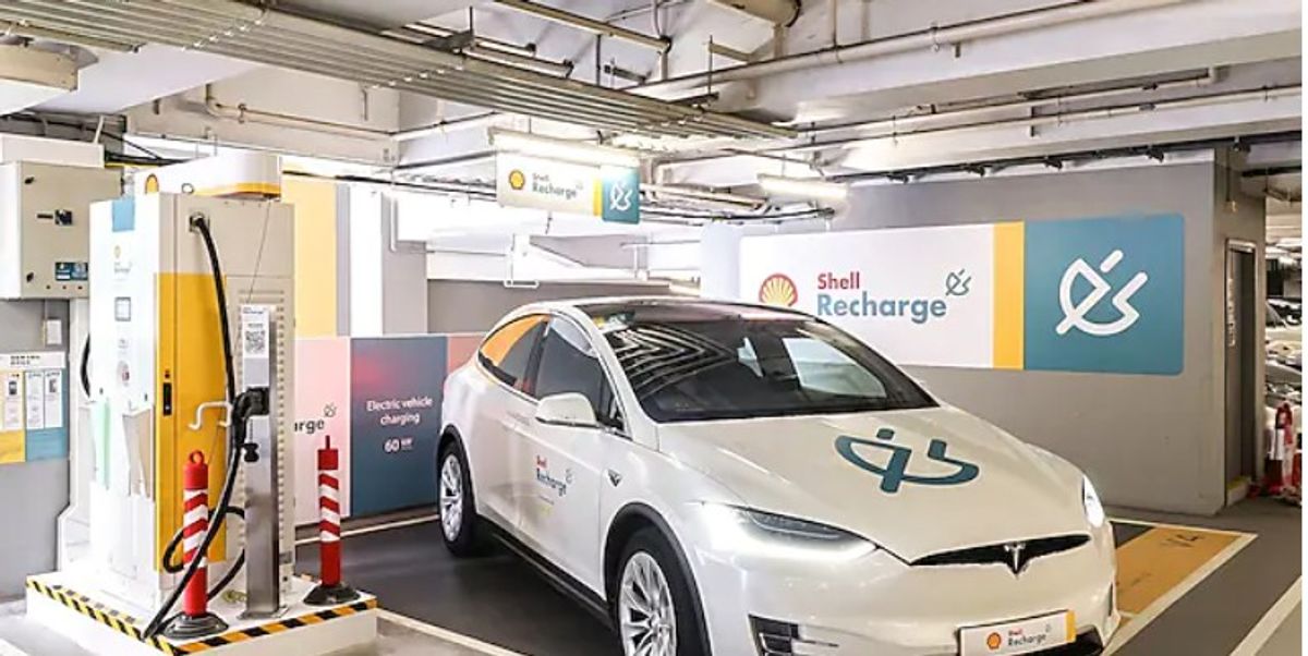電動車充電｜Shell全港首個油電站｜4個充電＋16個加油｜快叉一小時盛惠64元