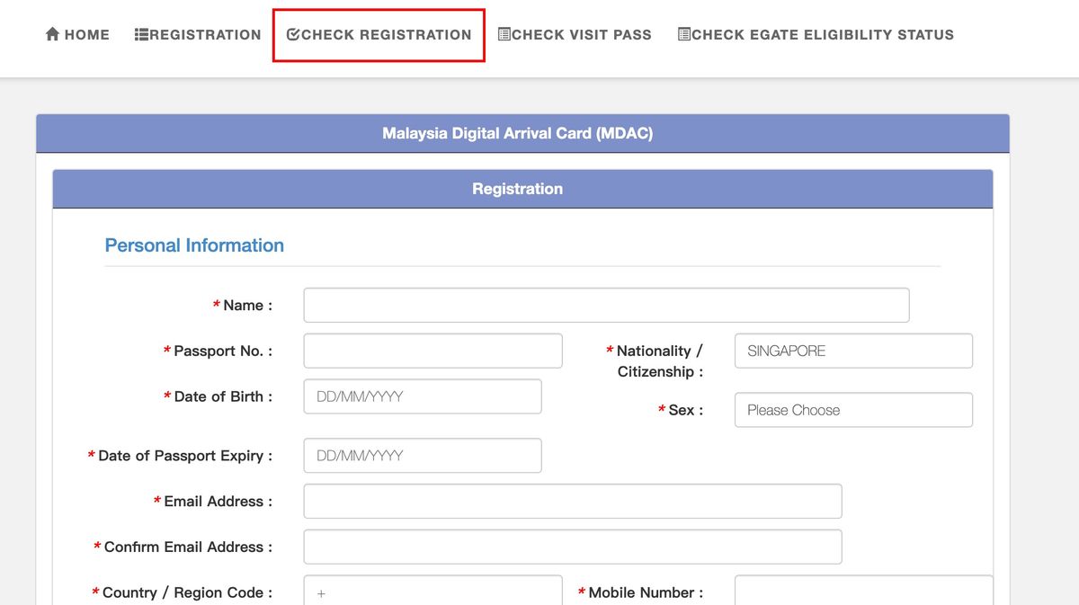 可於官網點選「Check Registration」查詢