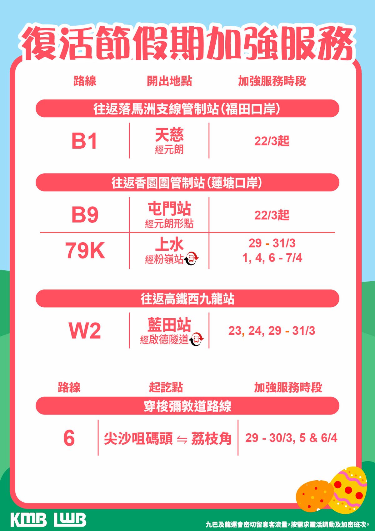 交通消息, 復活節, 清明節, 港鐵, 九巴, 龍運, 巴士, 特別交通安排, hkbt, 香港財經時報