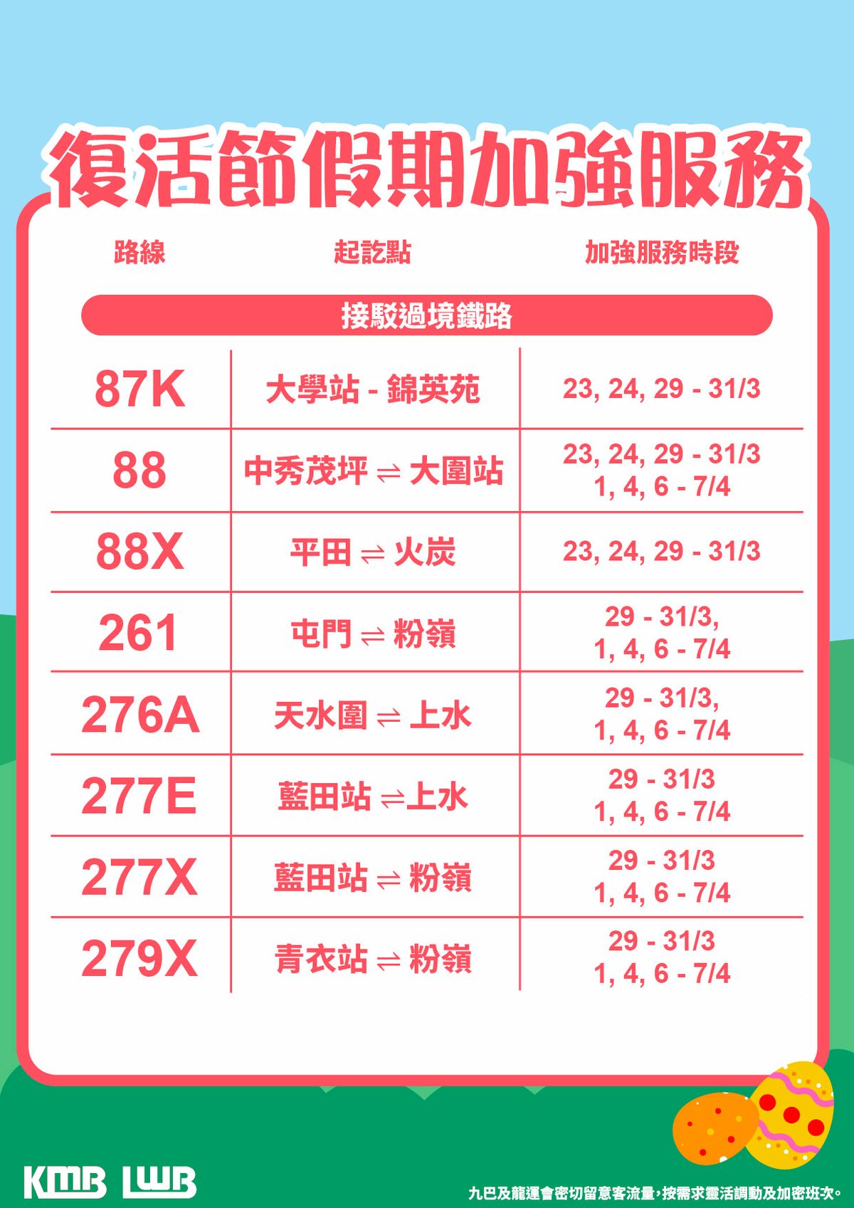交通消息, 復活節, 清明節, 港鐵, 九巴, 龍運, 巴士, 特別交通安排, hkbt, 香港財經時報