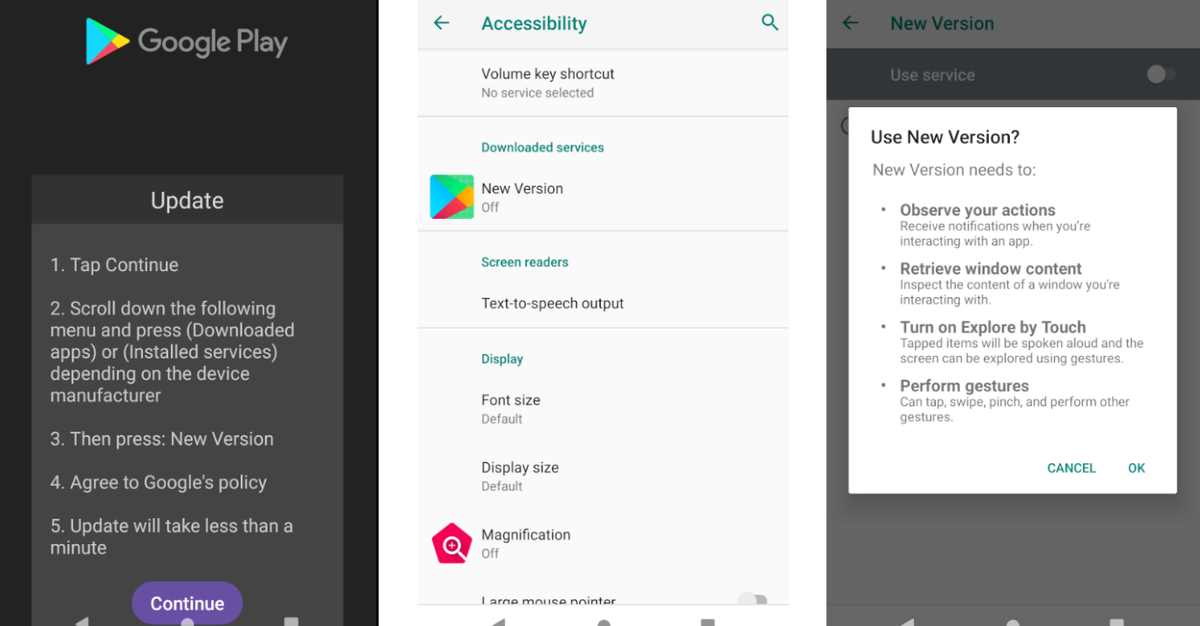 「Antidot」惡意軟件提示 Android 用戶授予輔助功能權限