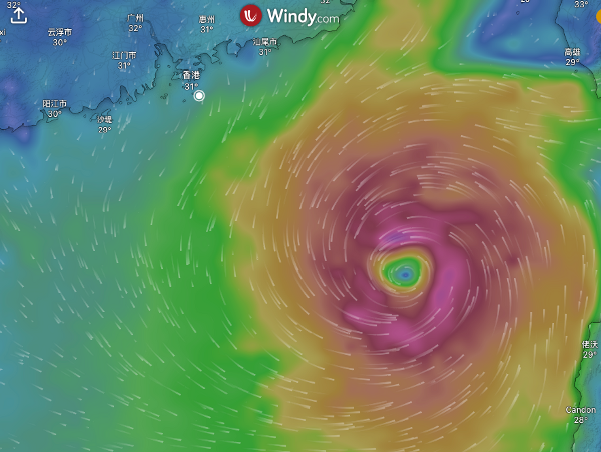 Windy.com 颱風唔路線預測