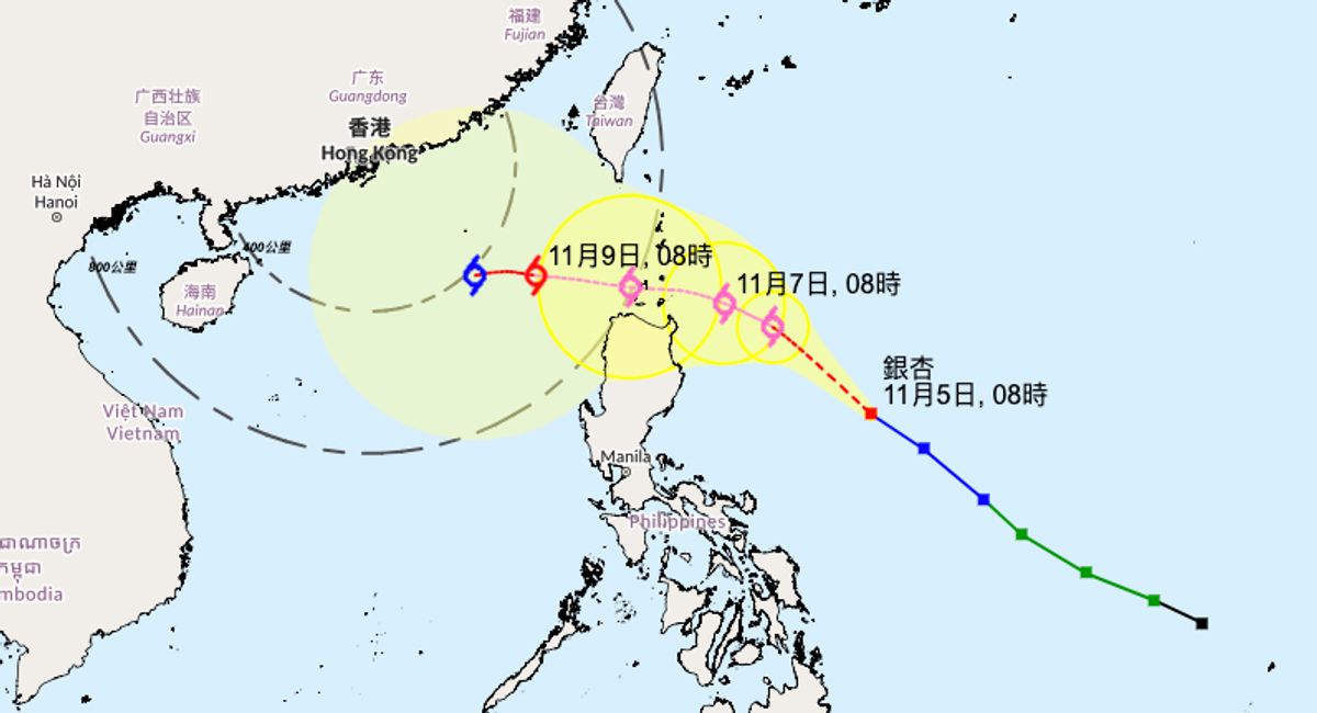 天文台, 颱風銀杏料移向呂宋海峽逐漸增強, 周五氣溫跌至21度, 香港財經時報