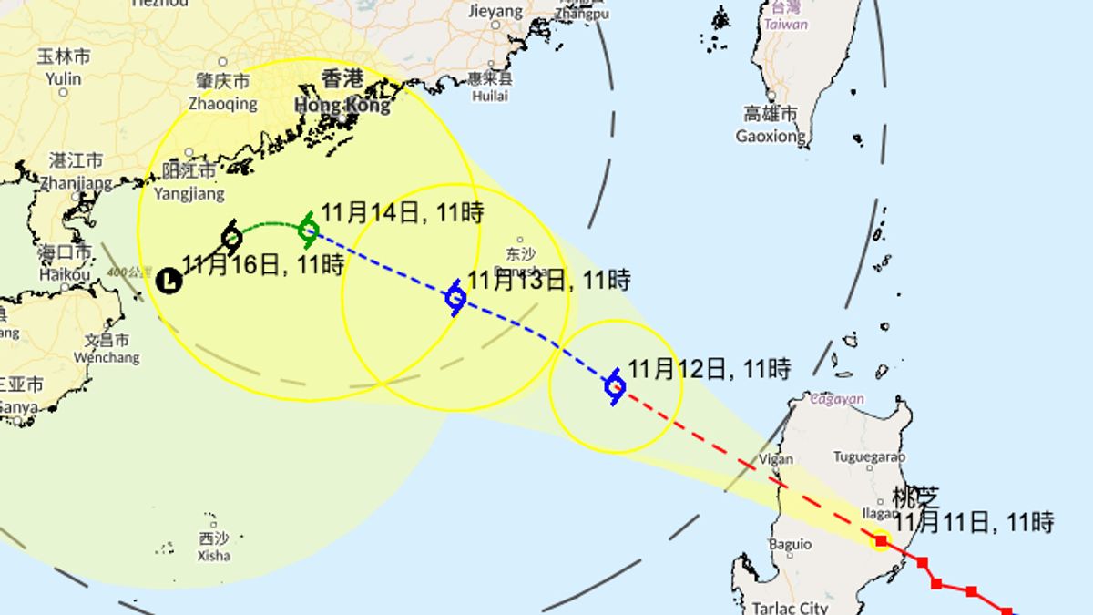 颱風桃芝路徑圖, 天文台今晚掛1號風球, 預告最快明日掛3號風球
