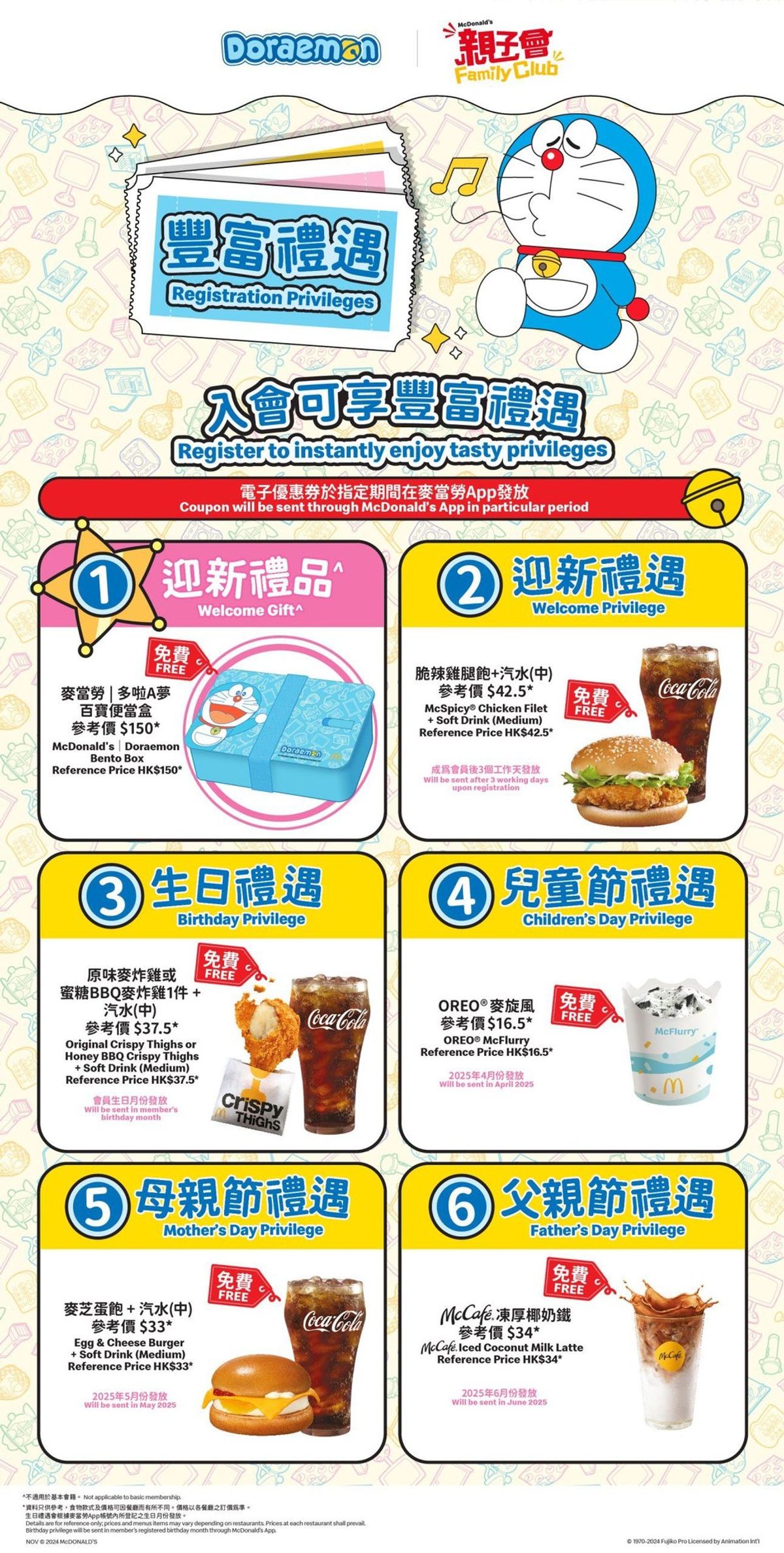 麥當勞親子會2025, 尊尚會籍, 基本會籍, 即日起入會送多啦a夢便當盒, 迎新優惠券, 香港財經時報