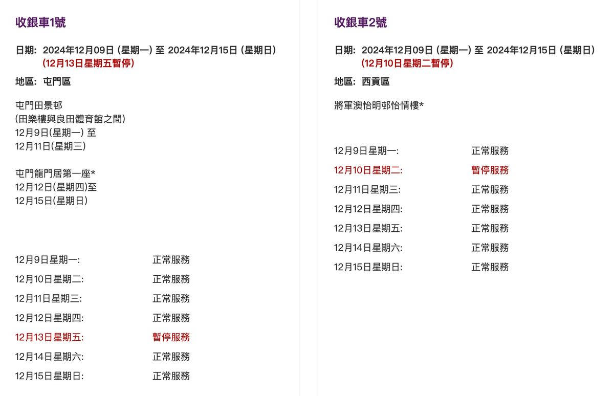 金管局收銀車12月至3月服務地點時間表！無手續費！附注意事項