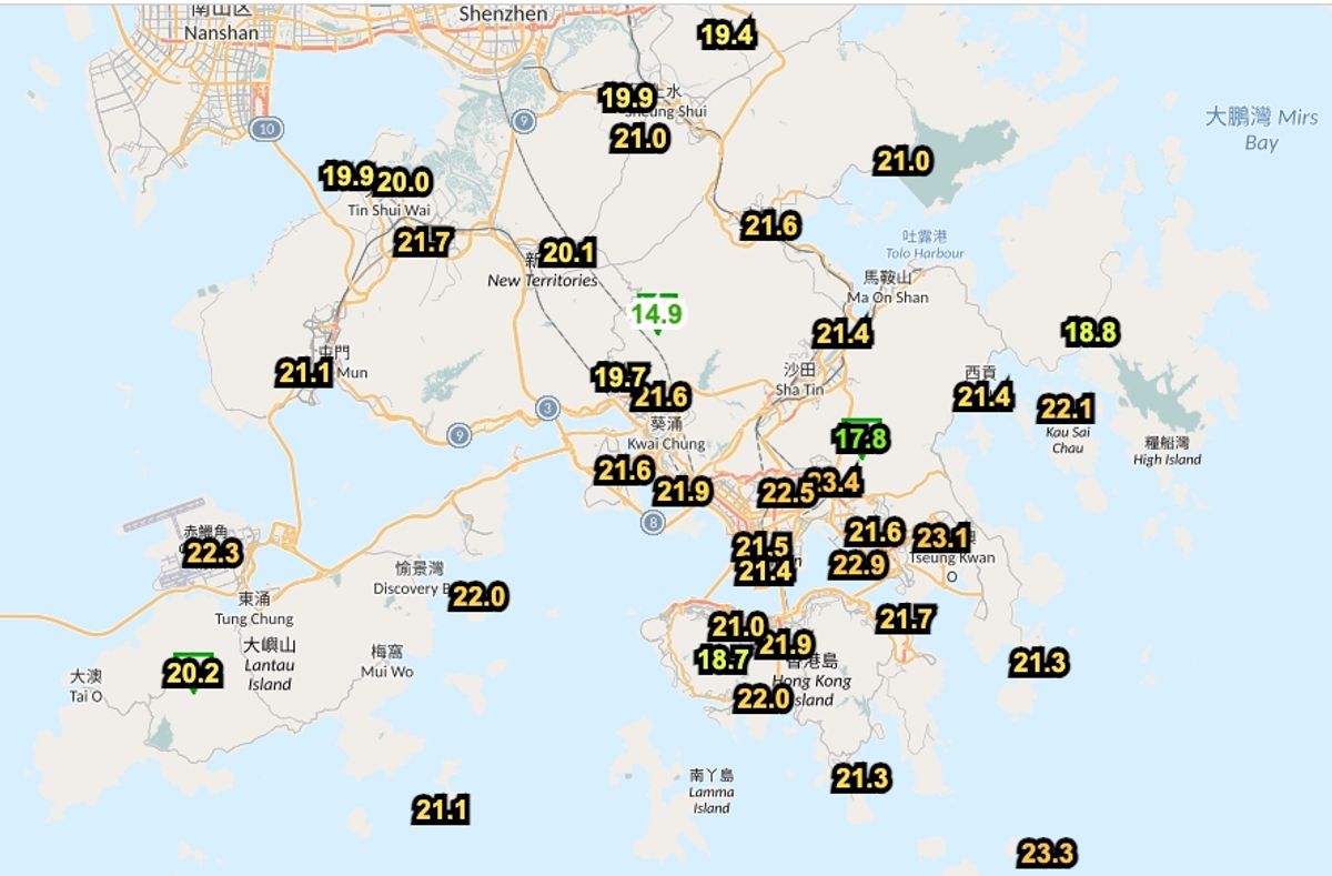 天文台各區實時溫度12月3日