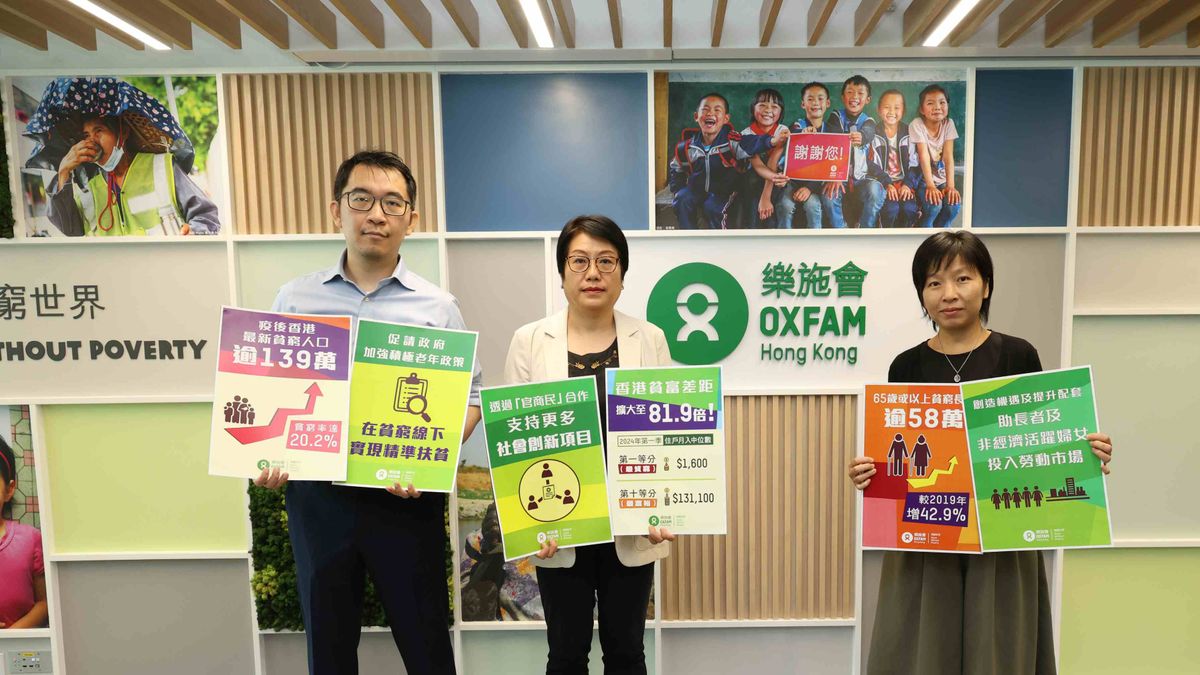 香港貧富差距擴大至81.9倍！逾139萬人處於貧窮狀態、最窮家庭月入中位數得1600元