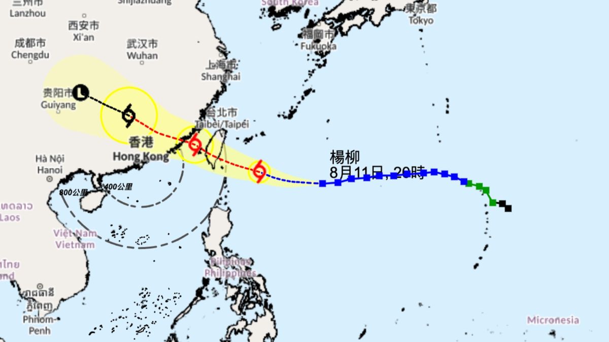 香港天文台：強烈熱帶風暴楊柳未來一兩日逐漸增、陸後有可能會比現時預測更接近本港