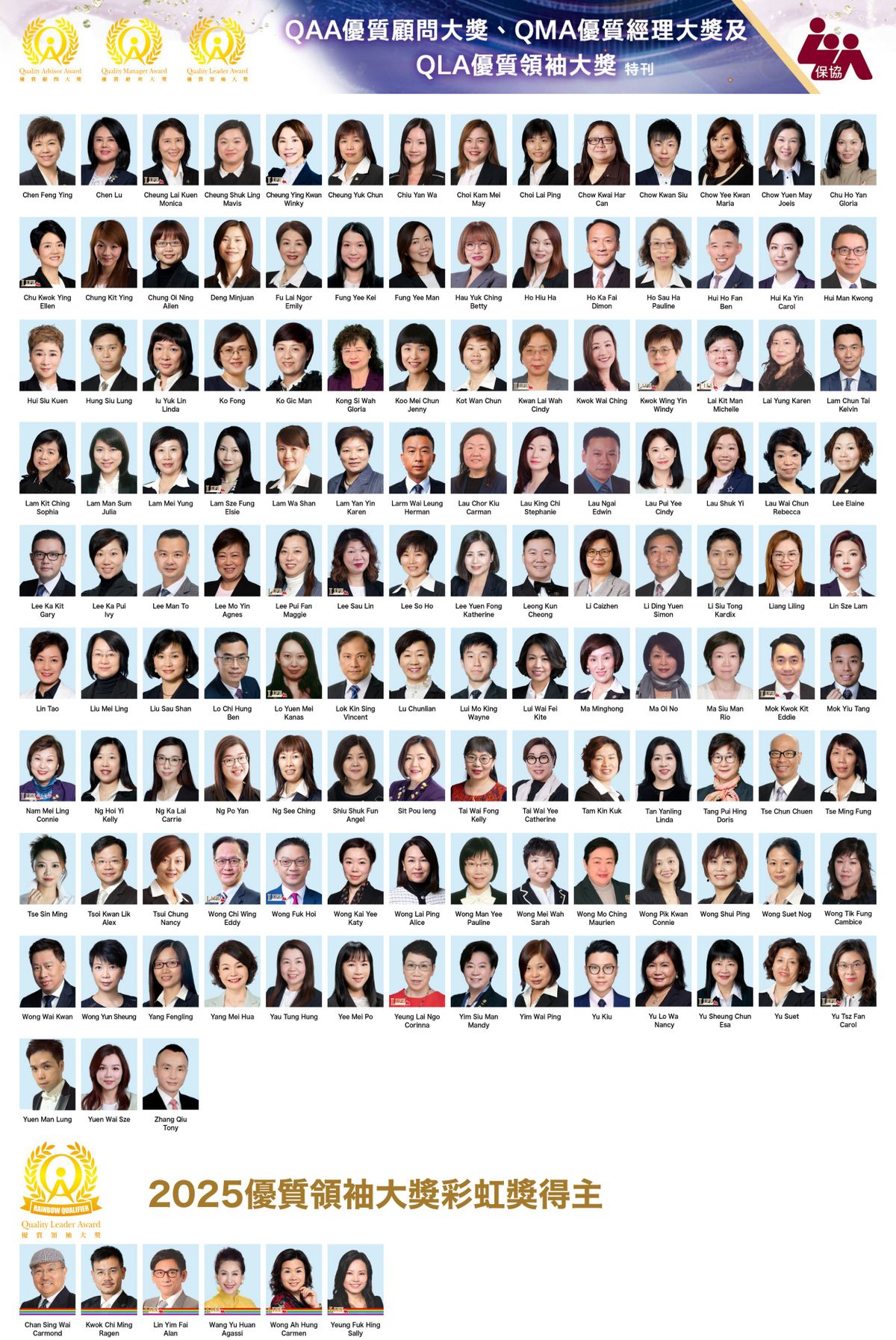 「保協」2025年度優質顧問/經理/領袖大獎(QAA/QMA/QLA) 